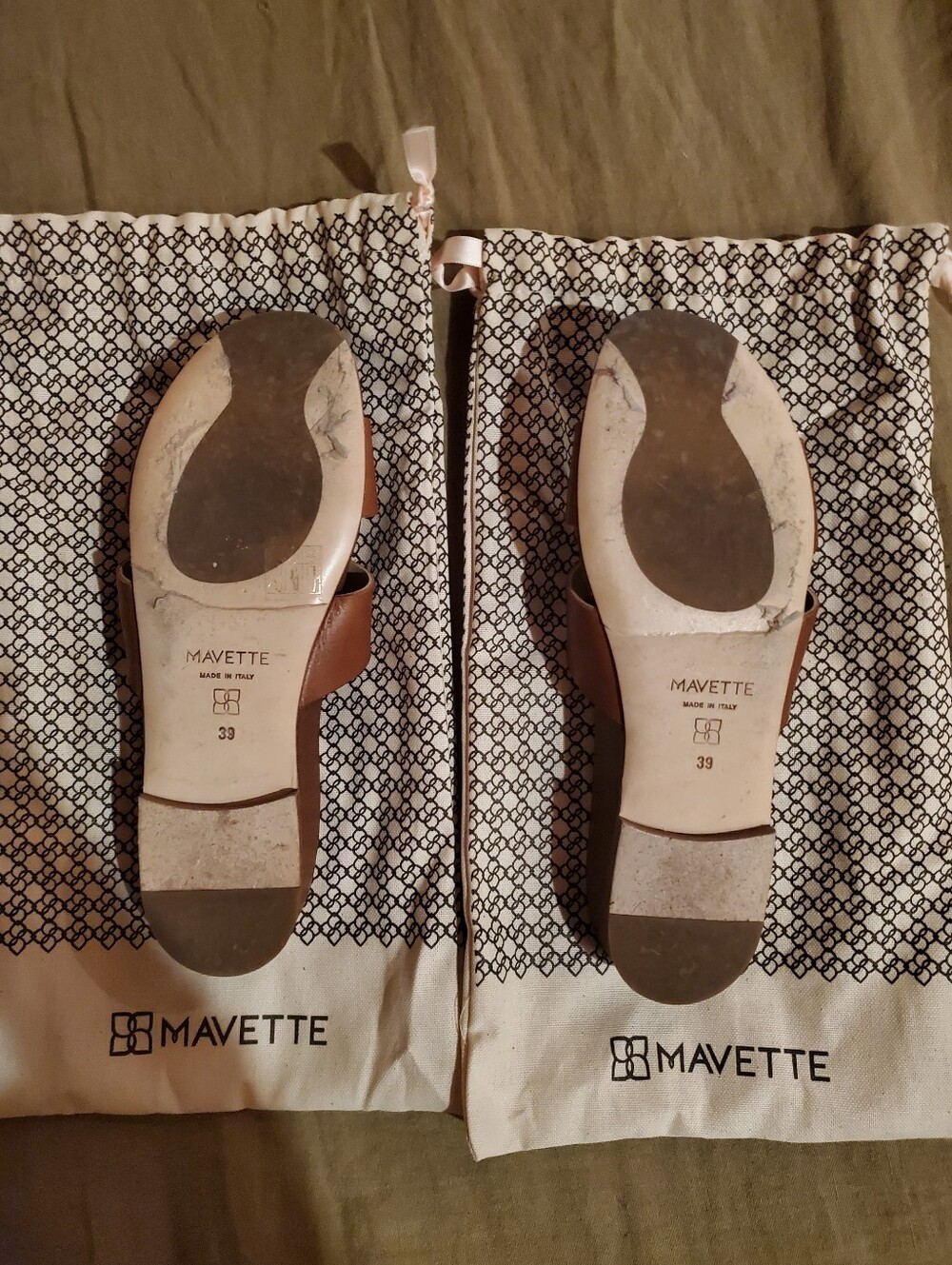 Women's Brown Leather Slide Sandals - Picture 2 of 4